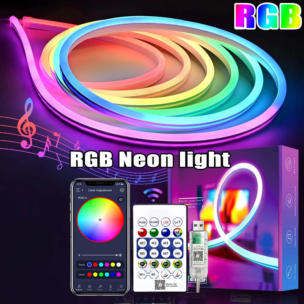 RGB Neon Strip Light 5V USB Waterproof  - Flexible LED Ribbon (1M/2M/3M/5M)