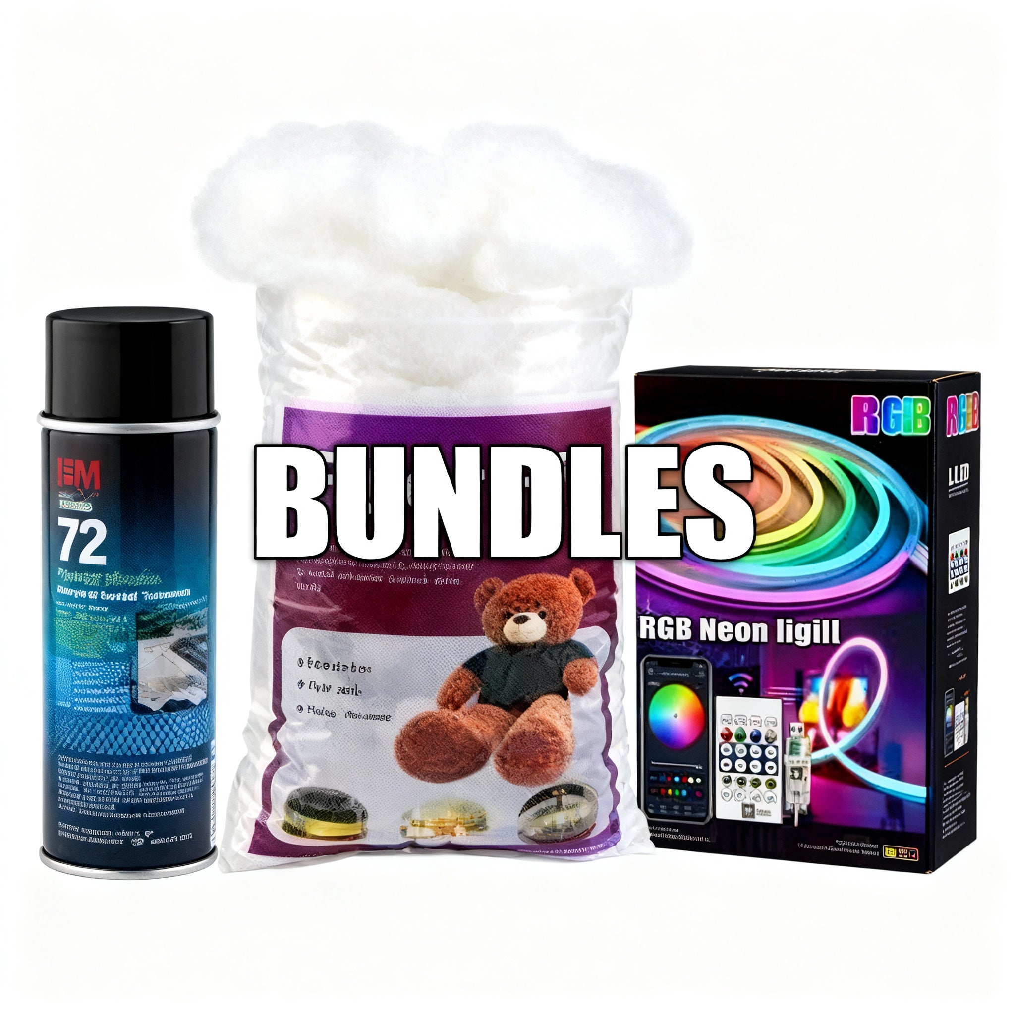 LedUp 18 foot square - Cloud Ceiling Kit (3m LED / 650g Fiberfill / 1 Spray Adhesive)